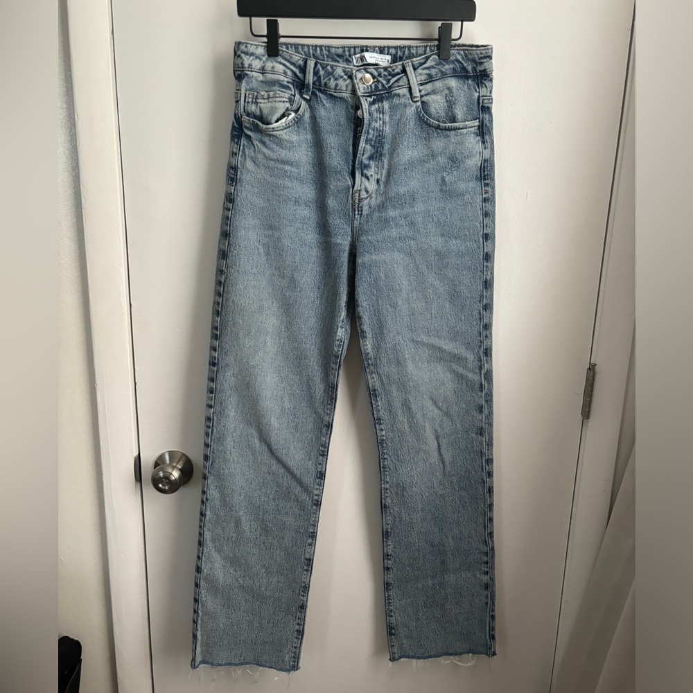 Zara High-Wasted Full Length Straight Leg Jeans